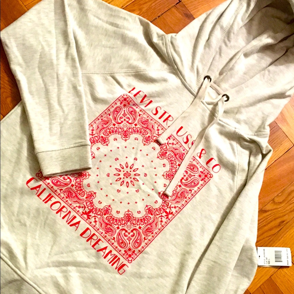 Levi’s women’s hoodie. Gray & red. Size L NWT